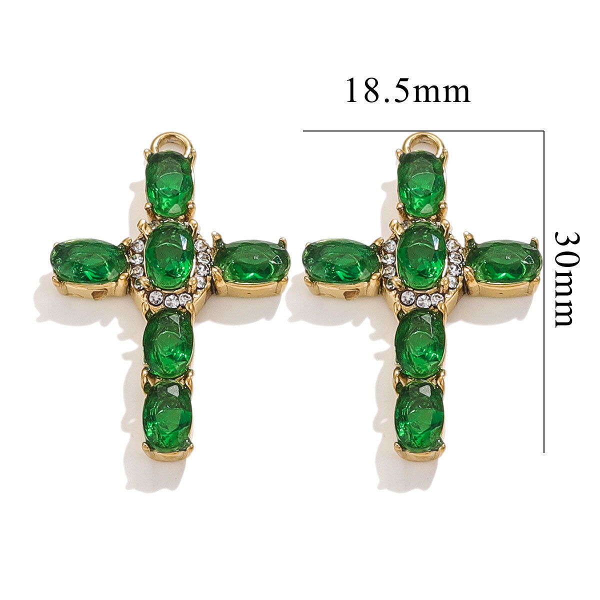 Green / 1 Piece Classic Retro Style Cross Shape Stainless Steel  Gold Color Women's Pendant Picture5